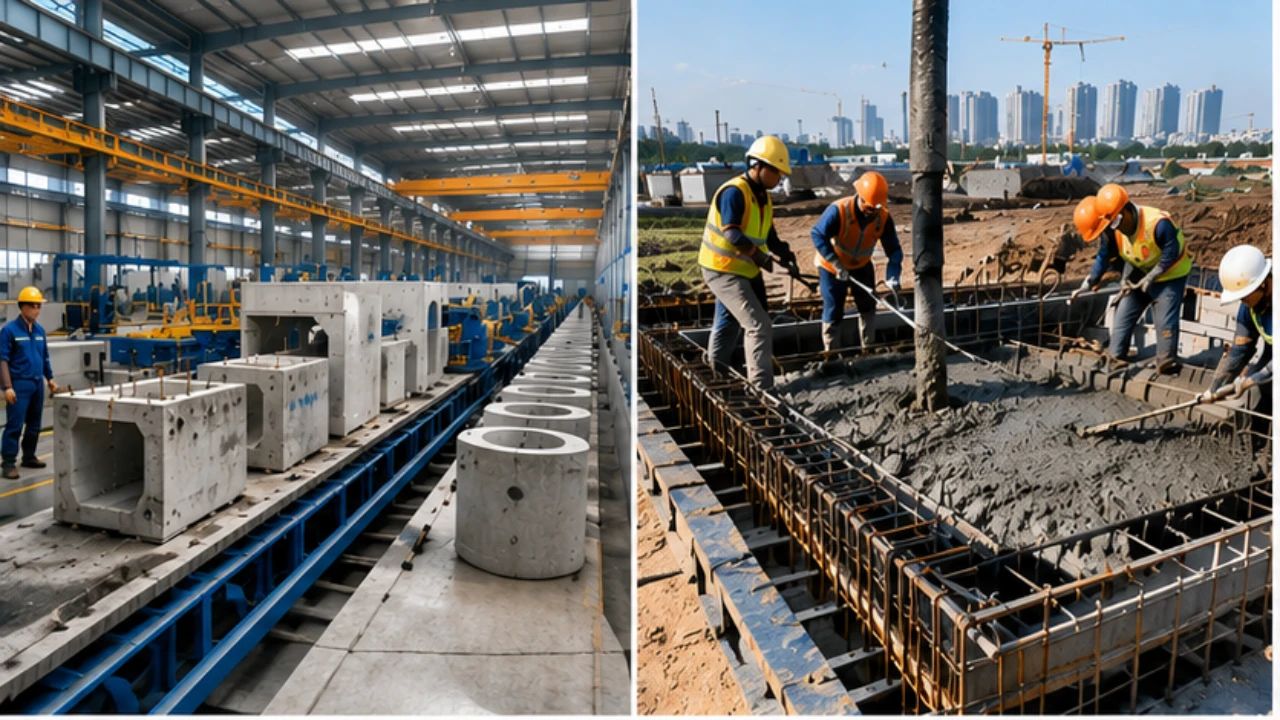 So sánh bê tông đúc sẵn và bê tông đổ tại chỗ – hai phương pháp thi công phổ biến trong xây dựng hạ tầng So sánh bê tông đúc sẵn và bê tông đổ tại chỗ – hai phương pháp thi công phổ biến trong xây dựng hạ tầng